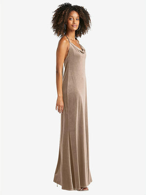 【STYLE: LB019】Cowl-Neck Convertible Velvet Maxi Slip Dress - Sloan【COLOR: Topaz】
