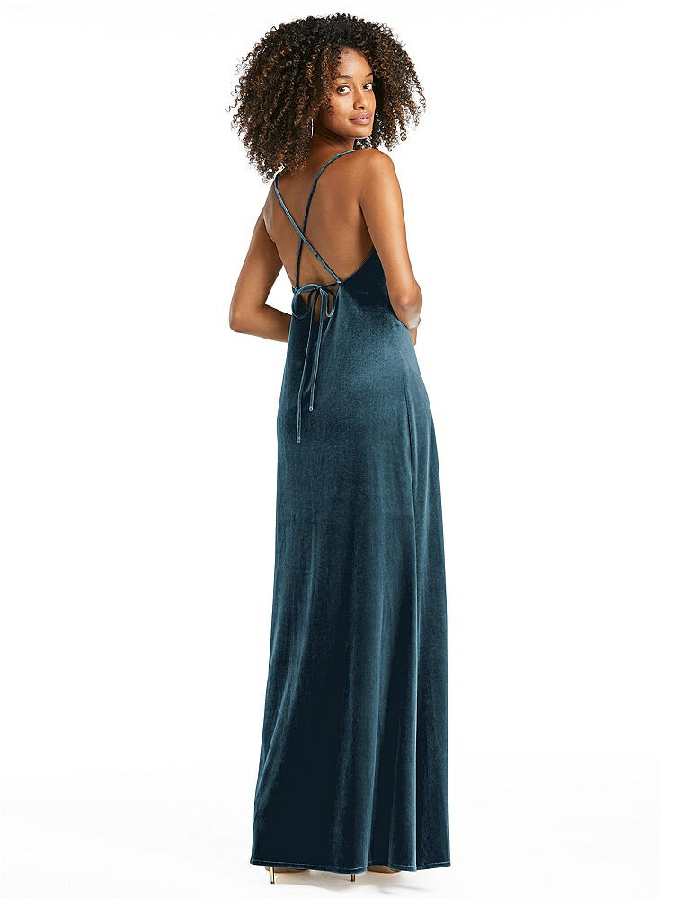 【STYLE: LB019】Cowl-Neck Convertible Velvet Maxi Slip Dress - Sloan【COLOR: Dutch Blue】