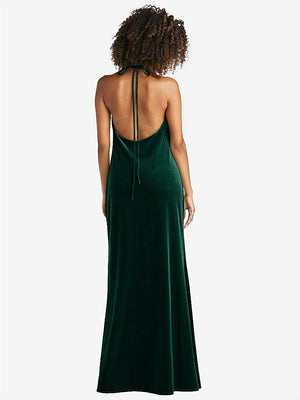 【STYLE: LB019】Cowl-Neck Convertible Velvet Maxi Slip Dress - Sloan【COLOR: Evergreen】
