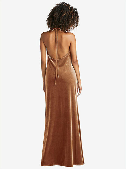 【STYLE: LB019】Cowl-Neck Convertible Velvet Maxi Slip Dress - Sloan【COLOR: Golden Almond】