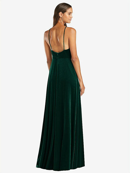 【STYLE: LB021】Velvet Halter Maxi Dress with Front Slit - Harper【COLOR: Evergreen】