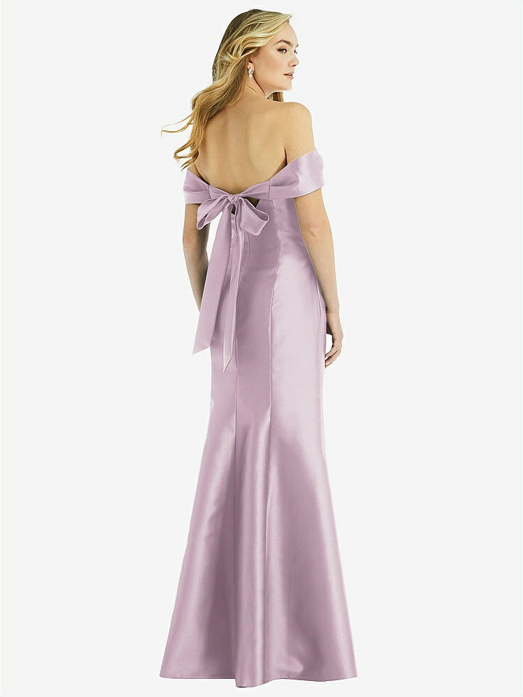 【STYLE: D793】Off-the-Shoulder Bow-Back Satin Trumpet Gown【COLOR: Suede Rose】