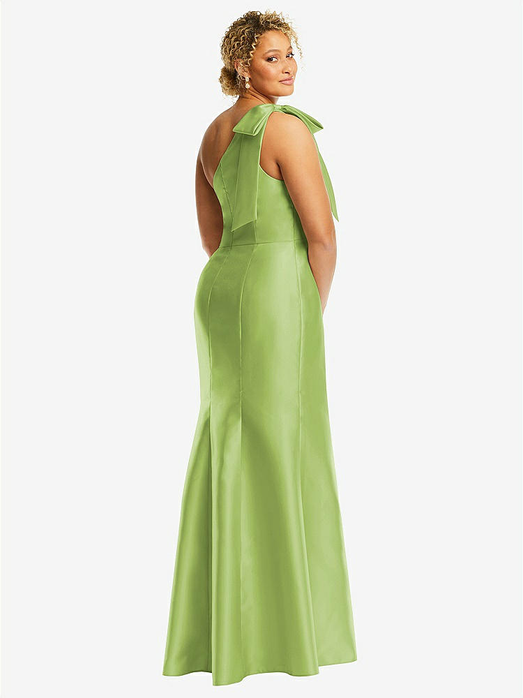 【NEW】【STYLE: D794】弓 ワンショルダー サテン トランペット ガウン【COLOR: Mojito】【SIZE: 00-30W】