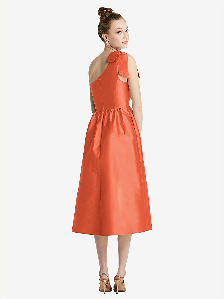 【NEW】【STYLE: TH079】弓 ワンショルダー フル スカート MIDI ドレス ポケット付き【COLOR: Fiesta】【SIZE: 00-30W】