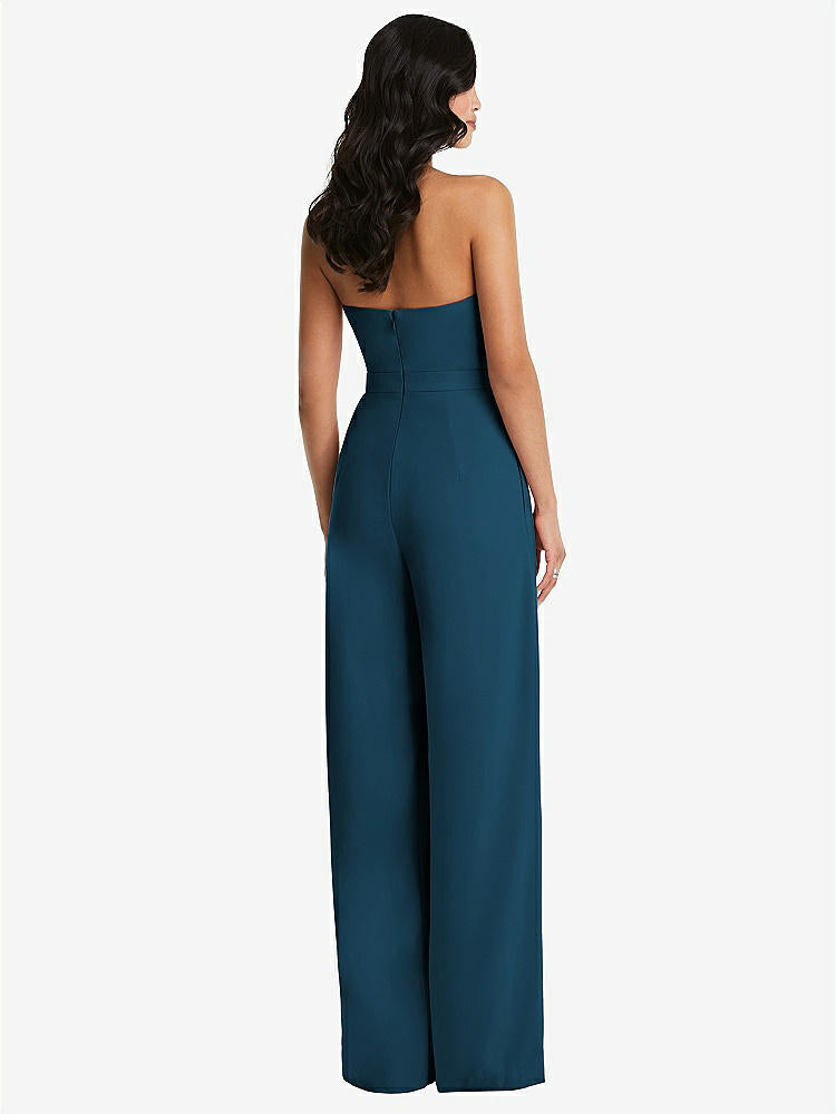 【STYLE: 6833】Strapless Pleated Front Jumpsuit with Pockets【COLOR: Atlantic Blue】