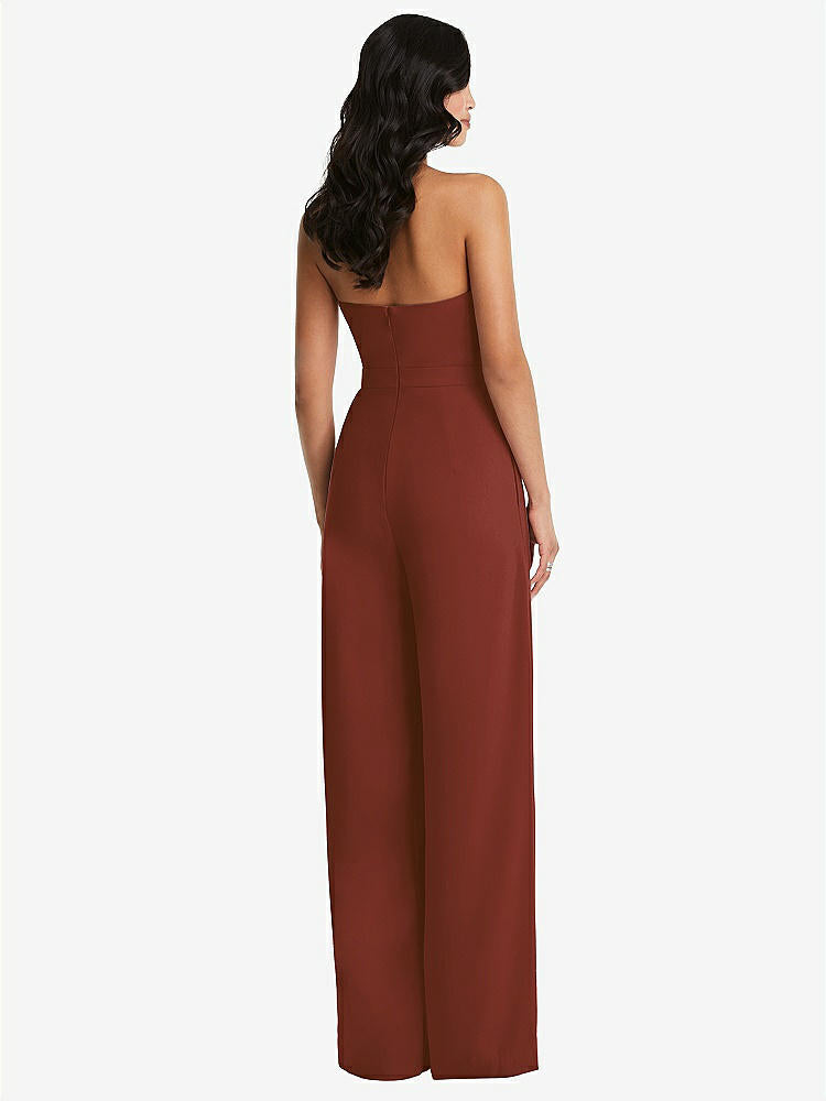 【STYLE: 6833】Strapless Pleated Front Jumpsuit with Pockets【COLOR: Auburn Moon】