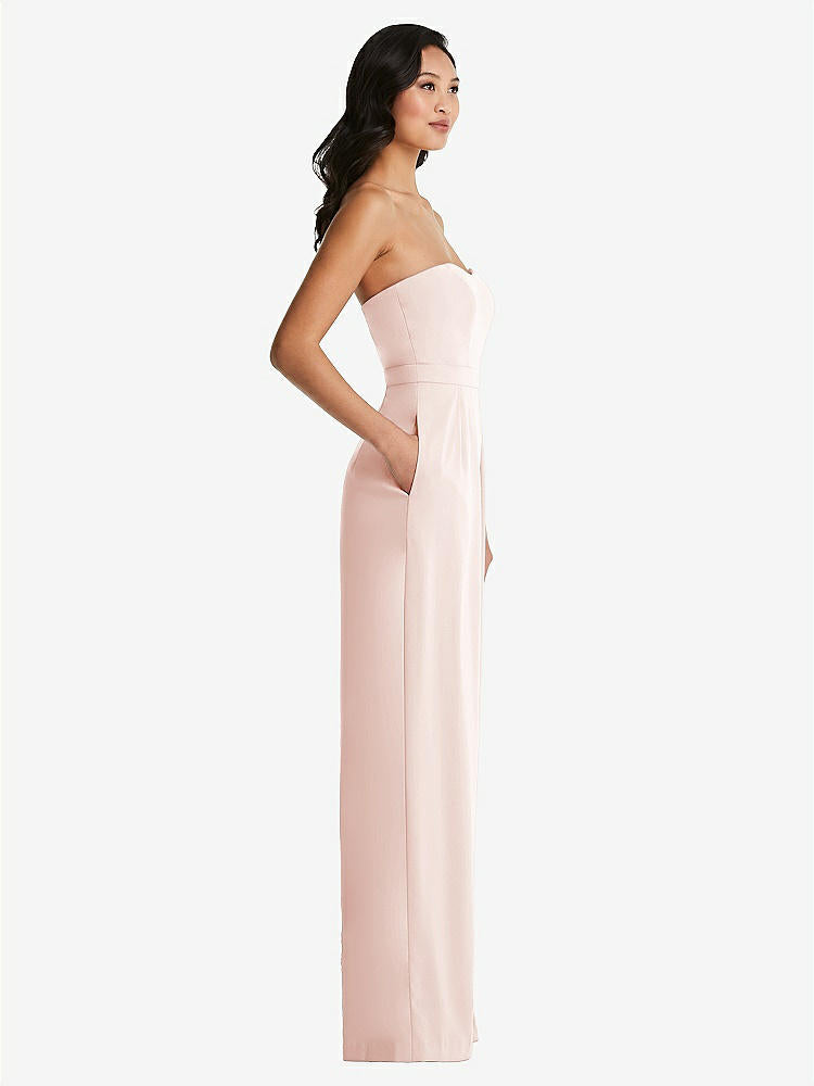 【NEW】【STYLE: 6833】ストラップレス プリーツ フロント ジャンプスーツ ポケット付き【COLOR: Blush】【SIZE: 00-30W】