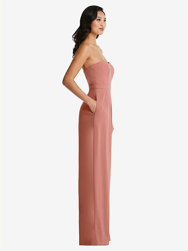 【NEW】【STYLE: 6833】ストラップレス プリーツ フロント ジャンプスーツ ポケット付き【COLOR: Desert Rose】【SIZE: 00-30W】