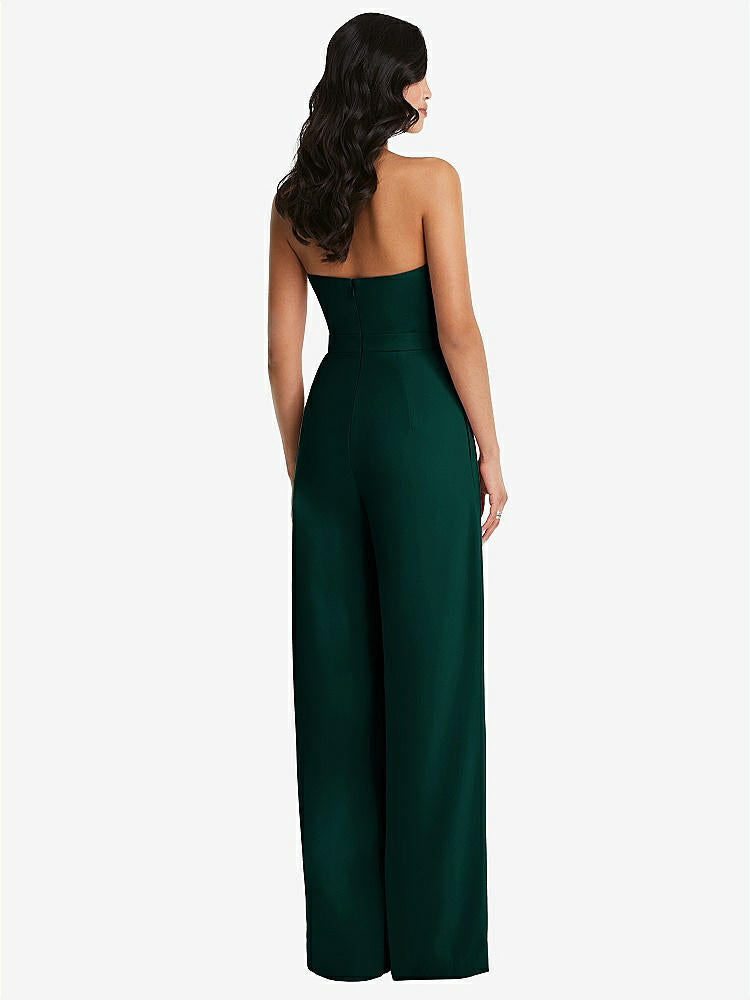 【STYLE: 6833】Strapless Pleated Front Jumpsuit with Pockets【COLOR: Evergreen】