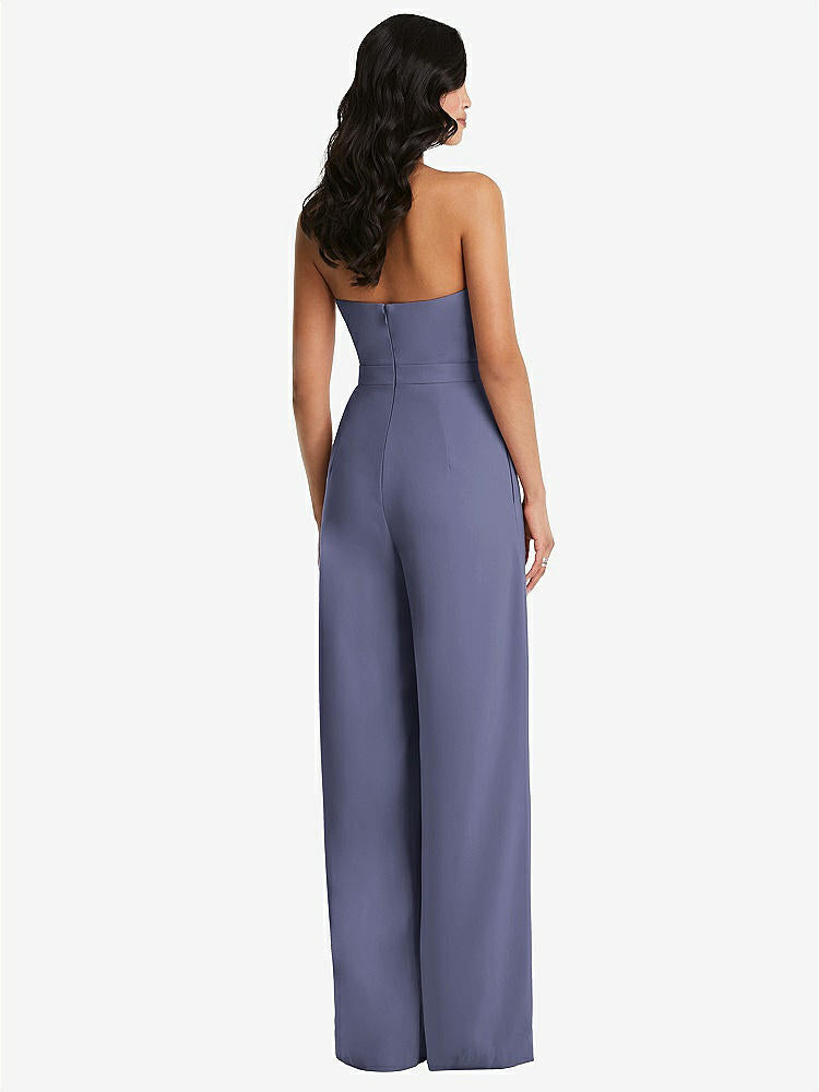 【STYLE: 6833】Strapless Pleated Front Jumpsuit with Pockets【COLOR: French Blue】