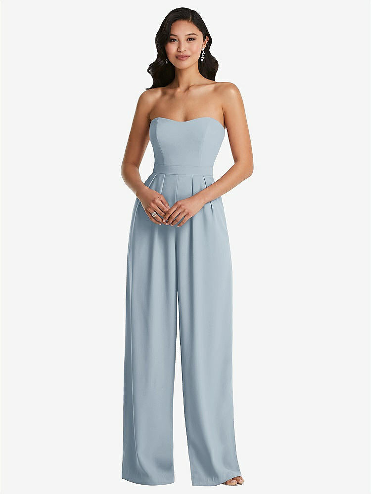 【STYLE: 6833】Strapless Pleated Front Jumpsuit with Pockets【COLOR: Mist】