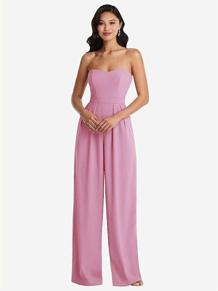 【STYLE: 6833】Strapless Pleated Front Jumpsuit with Pockets【COLOR: Powder Pink】