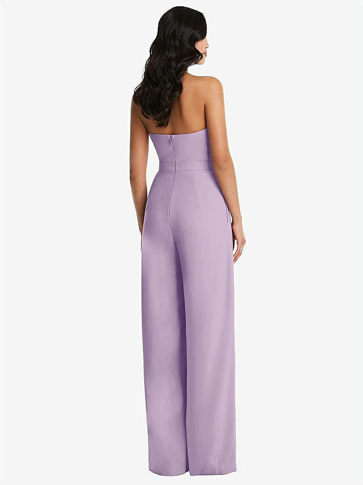 【STYLE: 6833】Strapless Pleated Front Jumpsuit with Pockets【COLOR: Pale Purple】