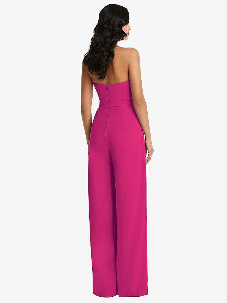 【STYLE: 6833】Strapless Pleated Front Jumpsuit with Pockets【COLOR: Think Pink】