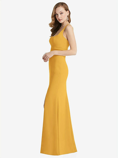 【NEW】【STYLE: 6838】ワイド ストラップ ノッチ 帝国 ウエスト ドレス 前面 スリット【COLOR: NYC Yellow】【SIZE: 00-30W】
