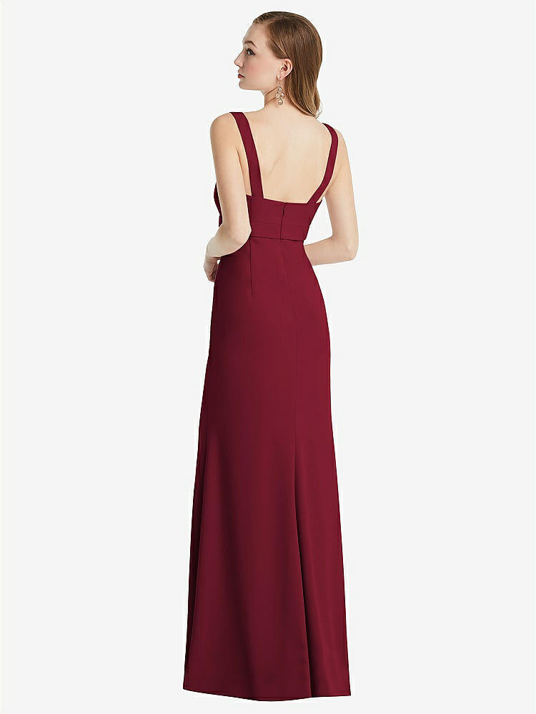 【NEW】【STYLE: 6838】ワイド ストラップ ノッチ 帝国 ウエスト ドレス 前面 スリット【COLOR: Burgundy】【SIZE: 00-30W】
