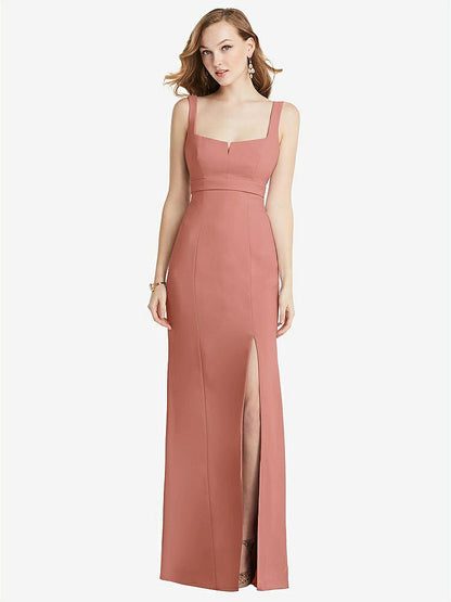 【NEW】【STYLE: 6838】ワイド ストラップ ノッチ 帝国 ウエスト ドレス 前面 スリット【COLOR: Desert Rose】【SIZE: 00-30W】
