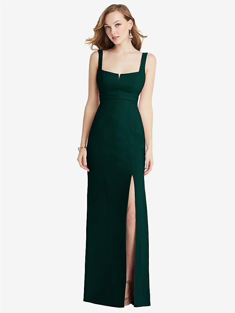 【NEW】【STYLE: 6838】ワイド ストラップ ノッチ 帝国 ウエスト ドレス 前面 スリット【COLOR: Evergreen】【SIZE: 00-30W】