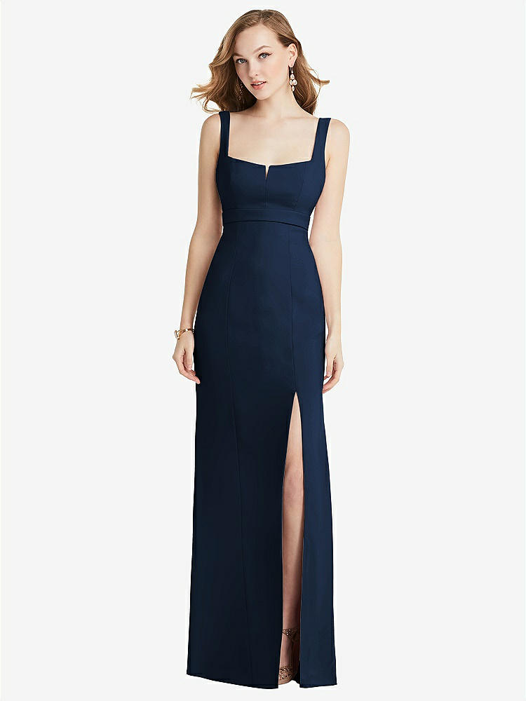 【NEW】【STYLE: 6838】ワイド ストラップ ノッチ 帝国 ウエスト ドレス 前面 スリット【COLOR: Midnight Navy】【SIZE: 00-30W】