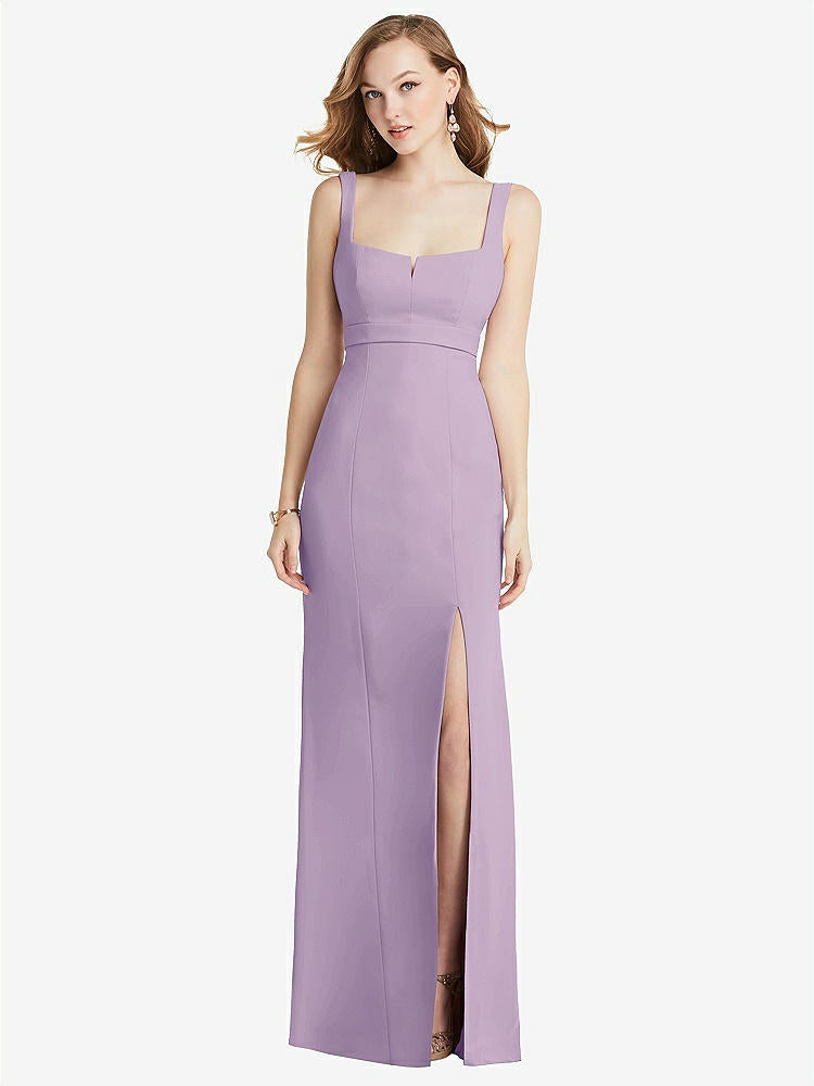 【NEW】【STYLE: 6838】ワイド ストラップ ノッチ 帝国 ウエスト ドレス 前面 スリット【COLOR: Pale Purple】【SIZE: 00-30W】