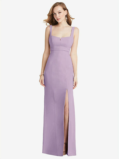 【NEW】【STYLE: 6838】ワイド ストラップ ノッチ 帝国 ウエスト ドレス 前面 スリット【COLOR: Pale Purple】【SIZE: 00-30W】
