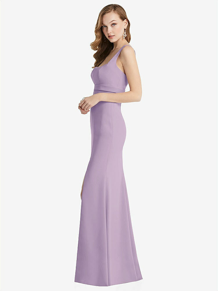 【NEW】【STYLE: 6838】ワイド ストラップ ノッチ 帝国 ウエスト ドレス 前面 スリット【COLOR: Pale Purple】【SIZE: 00-30W】