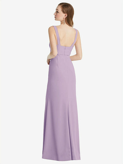 【NEW】【STYLE: 6838】ワイド ストラップ ノッチ 帝国 ウエスト ドレス 前面 スリット【COLOR: Pale Purple】【SIZE: 00-30W】