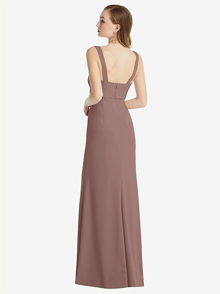 【STYLE: 6838】Wide Strap Notch Empire Waist Dress with Front Slit【COLOR: Sienna】