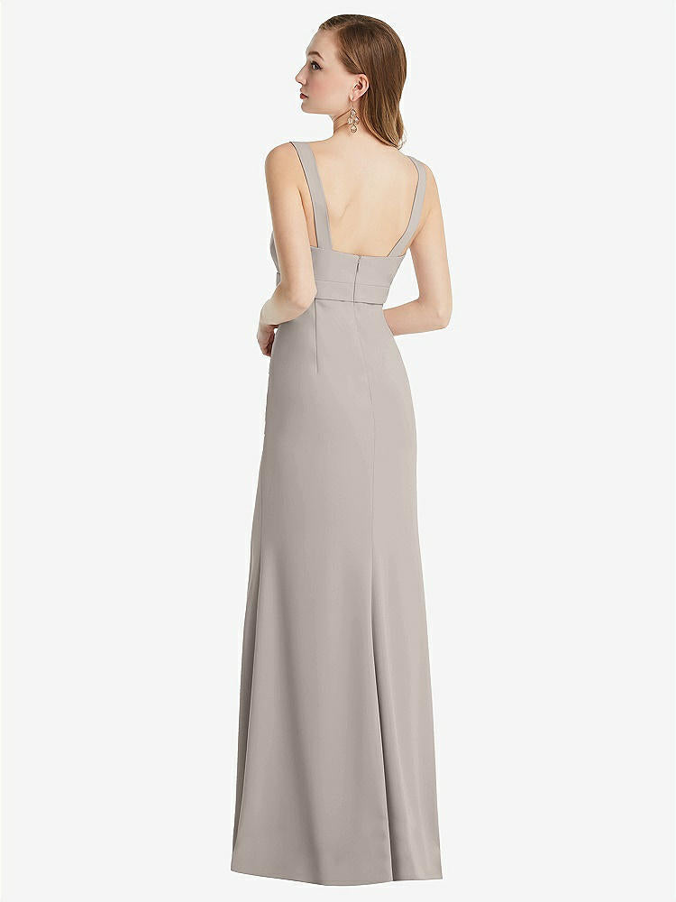 【NEW】【STYLE: 6838】ワイド ストラップ ノッチ 帝国 ウエスト ドレス 前面 スリット【COLOR: Taupe】【SIZE: 00-30W】