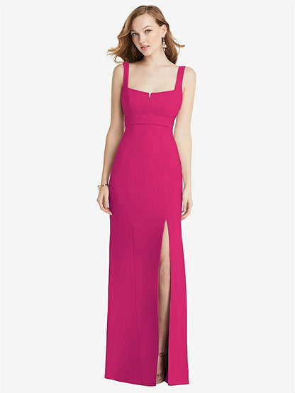 【NEW】【STYLE: 6838】ワイド ストラップ ノッチ 帝国 ウエスト ドレス 前面 スリット【COLOR: Think Pink】【SIZE: 00-30W】