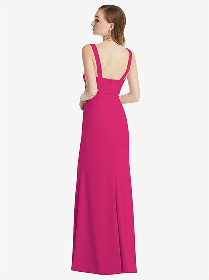 【NEW】【STYLE: 6838】ワイド ストラップ ノッチ 帝国 ウエスト ドレス 前面 スリット【COLOR: Think Pink】【SIZE: 00-30W】