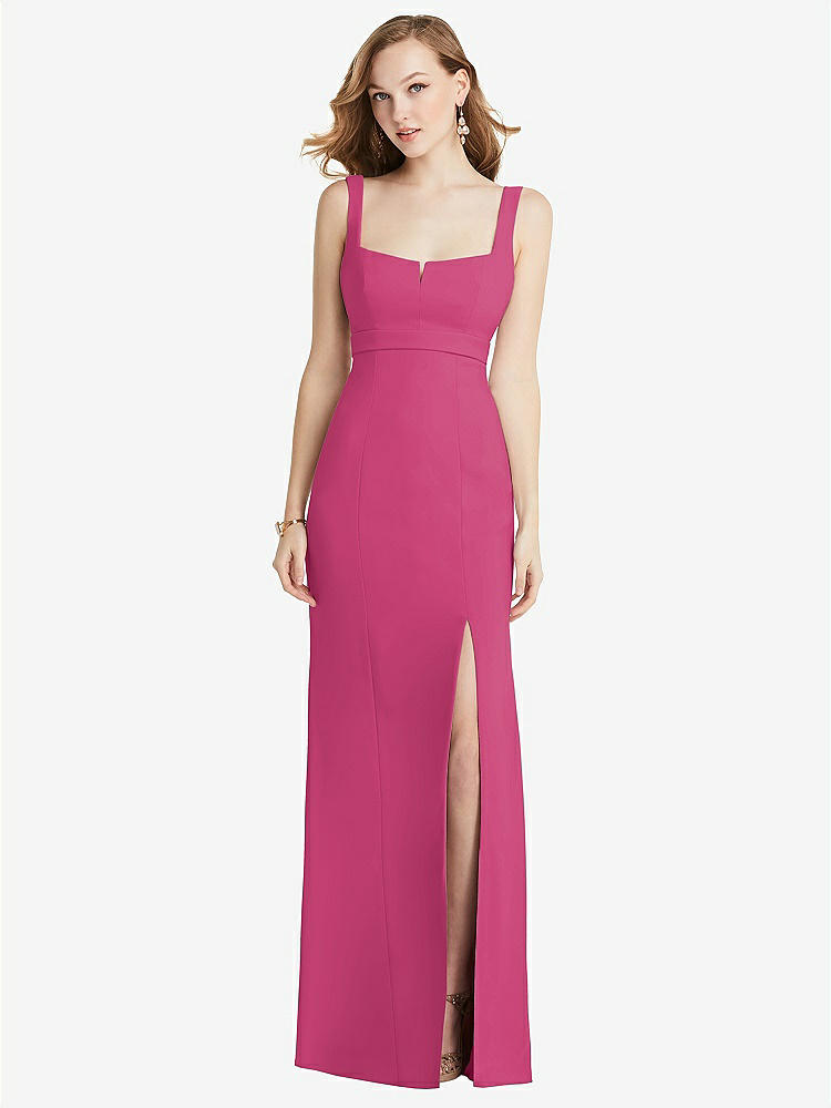 【NEW】【STYLE: 6838】ワイド ストラップ ノッチ 帝国 ウエスト ドレス 前面 スリット【COLOR: Tea Rose】【SIZE: 00-30W】