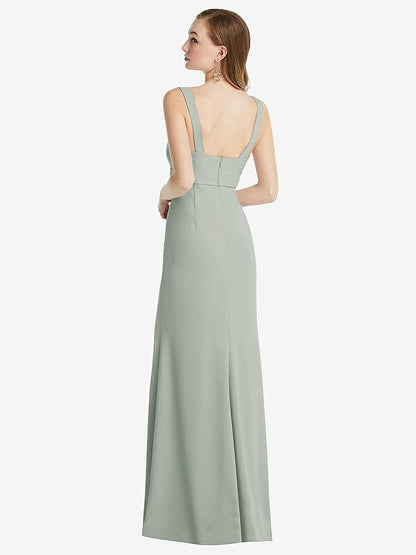【NEW】【STYLE: 6838】ワイド ストラップ ノッチ 帝国 ウエスト ドレス 前面 スリット【COLOR: Willow Green】【SIZE: 00-30W】