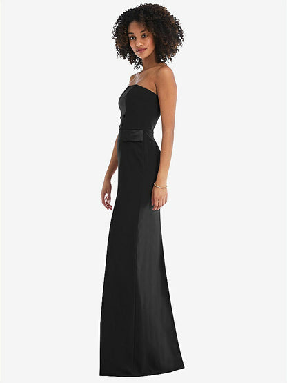 【STYLE: 6841】Strapless Tuxedo Maxi Dress with Front Slit【COLOR: Black】