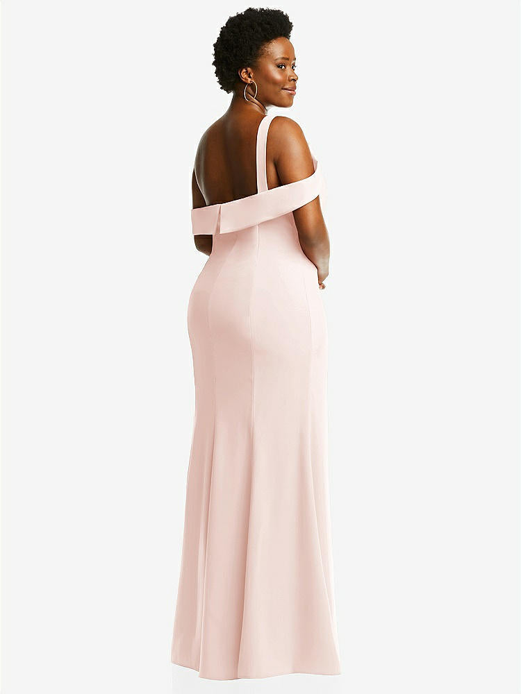 【NEW】【STYLE: 6847】ワンショルダー ドレープ カフ マキシ ドレス 前面 スリット【COLOR: Blush】【SIZE: 00-30W】