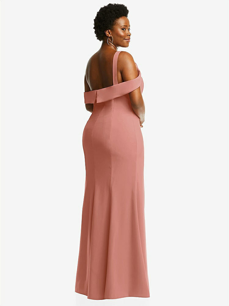 【NEW】【STYLE: 6847】ワンショルダー ドレープ カフ マキシ ドレス 前面 スリット【COLOR: Desert Rose】【SIZE: 00-30W】