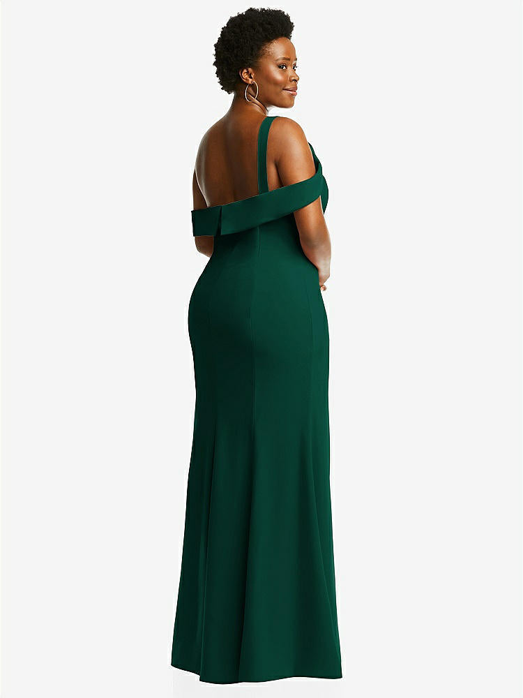 【NEW】【STYLE: 6847】ワンショルダー ドレープ カフ マキシ ドレス 前面 スリット【COLOR: Hunter Green】【SIZE: 00-30W】