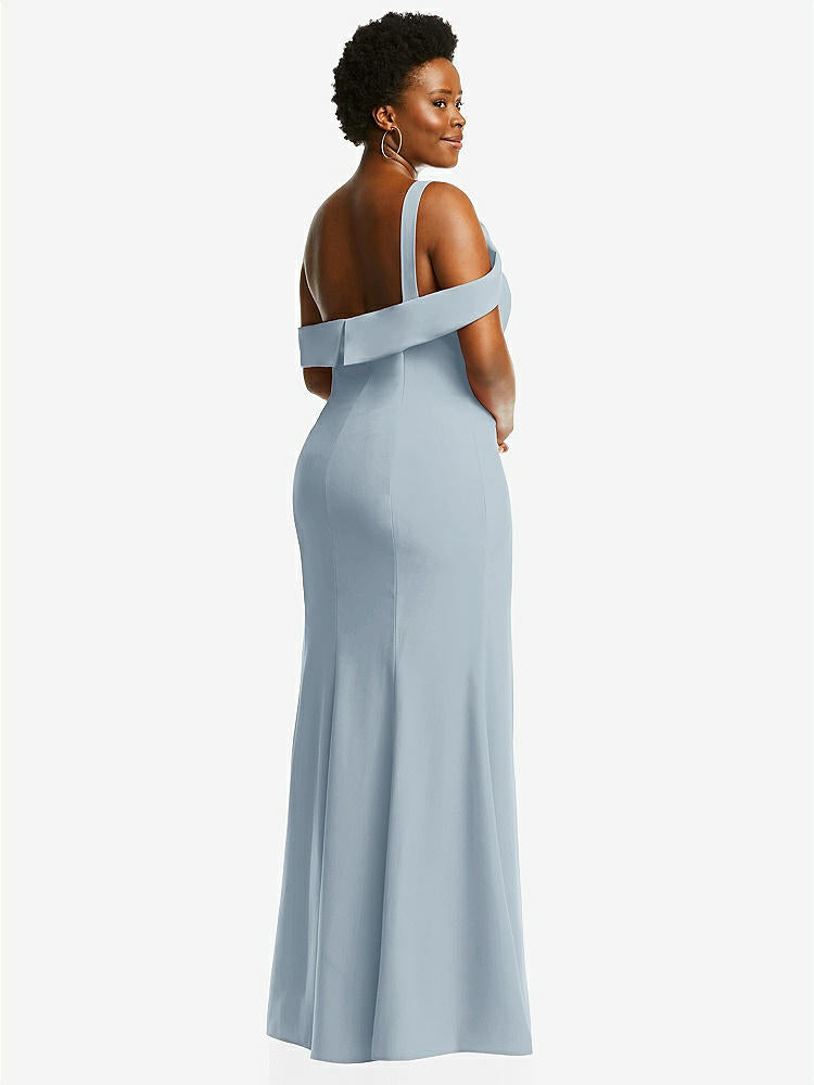 【STYLE: 6847】One-Shoulder Draped Cuff Maxi Dress with Front Slit【COLOR: Mist】