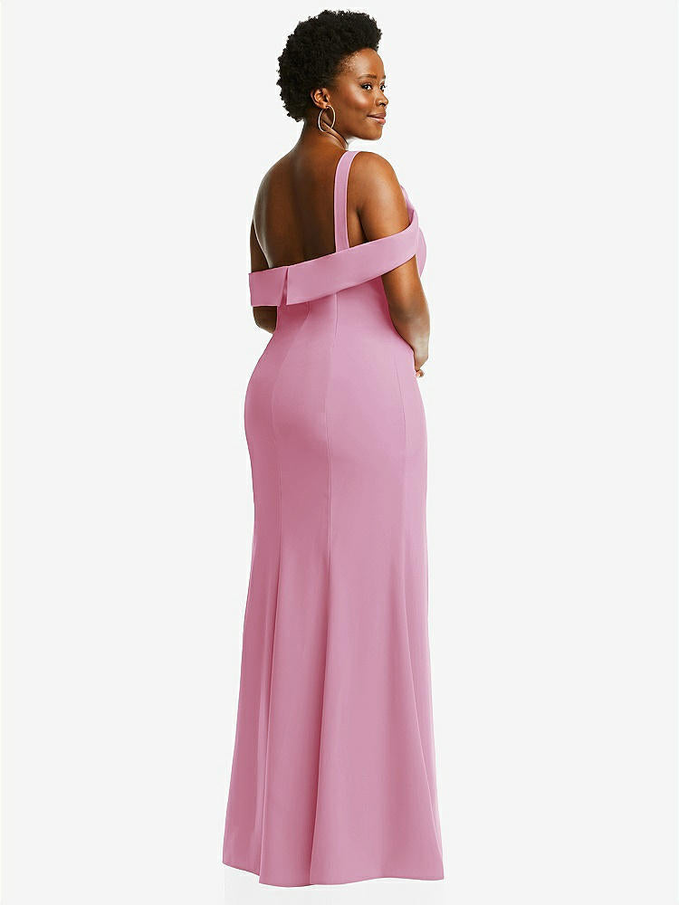 【NEW】【STYLE: 6847】ワンショルダー ドレープ カフ マキシ ドレス 前面 スリット【COLOR: Powder Pink】【SIZE: 00-30W】