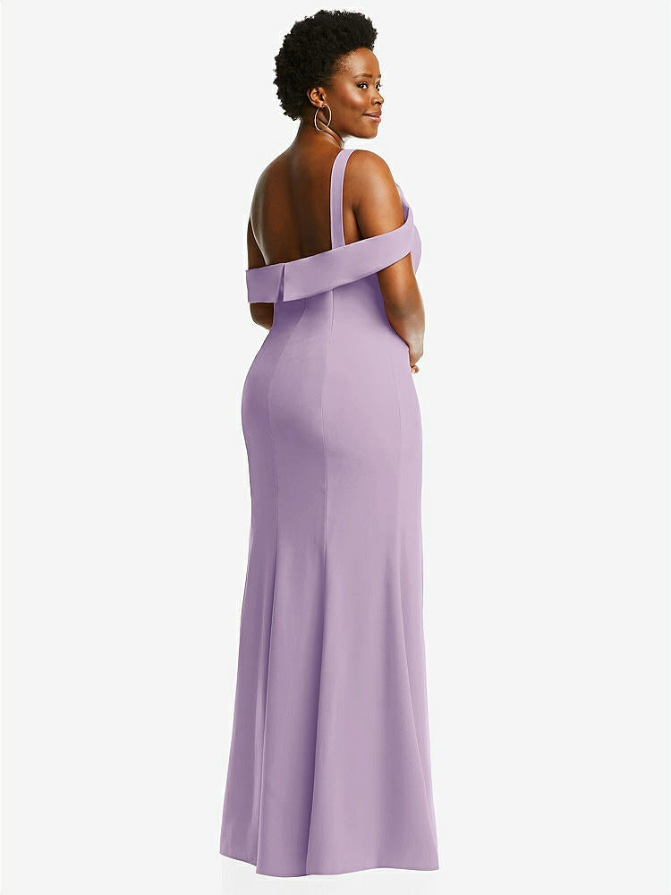 【NEW】【STYLE: 6847】ワンショルダー ドレープ カフ マキシ ドレス 前面 スリット【COLOR: Pale Purple】【SIZE: 00-30W】