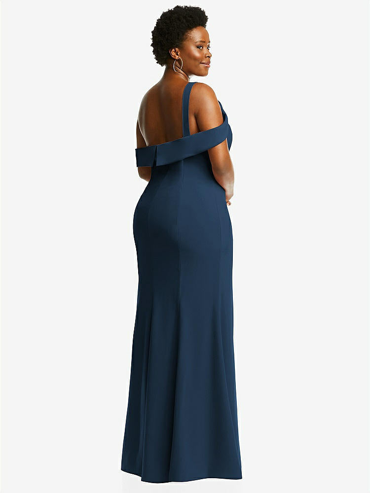【NEW】【STYLE: 6847】ワンショルダー ドレープ カフ マキシ ドレス 前面 スリット【COLOR: Sofia Blue】【SIZE: 00-30W】