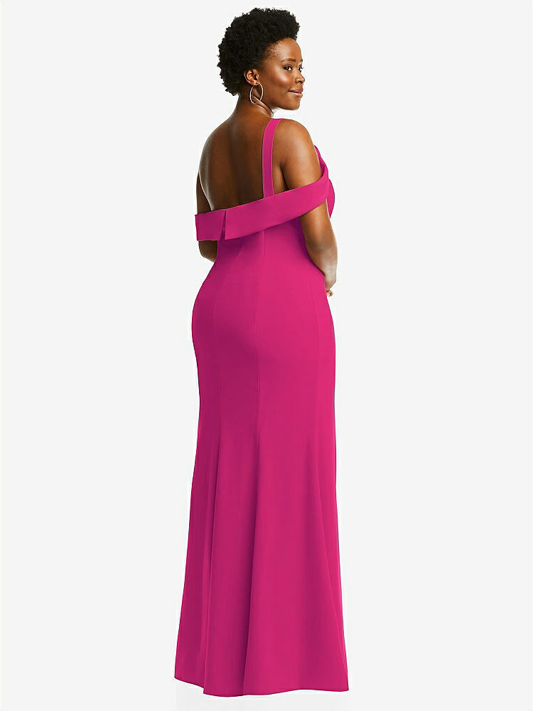 【NEW】【STYLE: 6847】ワンショルダー ドレープ カフ マキシ ドレス 前面 スリット【COLOR: Think Pink】【SIZE: 00-30W】