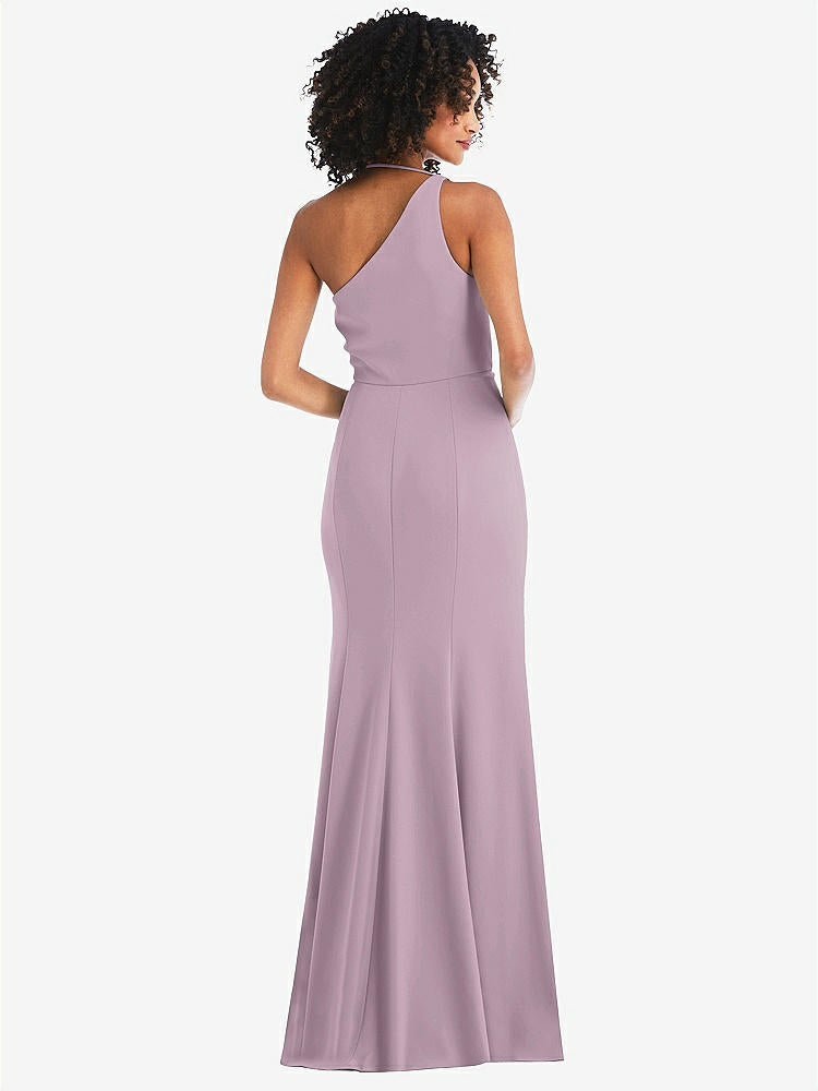 【STYLE: 6849】One-Shoulder Draped Cowl-Neck Maxi Dress【COLOR: Suede Rose】