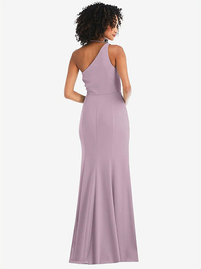 【STYLE: 6849】One-Shoulder Draped Cowl-Neck Maxi Dress【COLOR: Suede Rose】