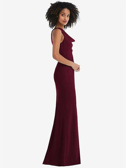 【NEW】【STYLE: 6849】ワンショルダー ドレープ カウルネック マキシ ドレス【COLOR: Cabernet】【SIZE: 00-30W】
