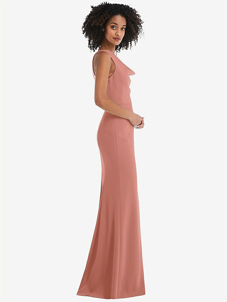 【NEW】【STYLE: 6849】ワンショルダー ドレープ カウルネック マキシ ドレス【COLOR: Desert Rose】【SIZE: 00-30W】