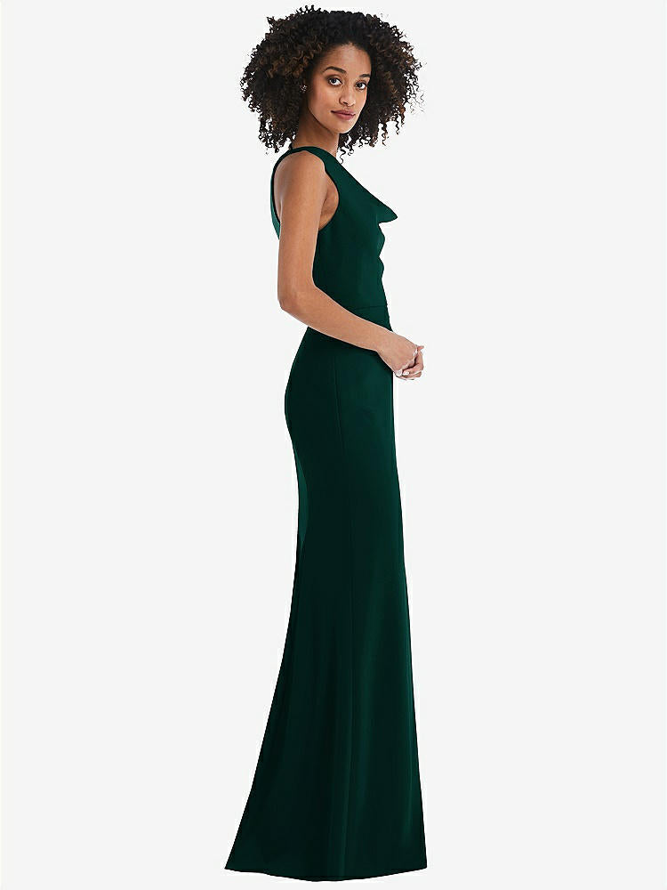 【NEW】【STYLE: 6849】ワンショルダー ドレープ カウルネック マキシ ドレス【COLOR: Evergreen】【SIZE: 00-30W】