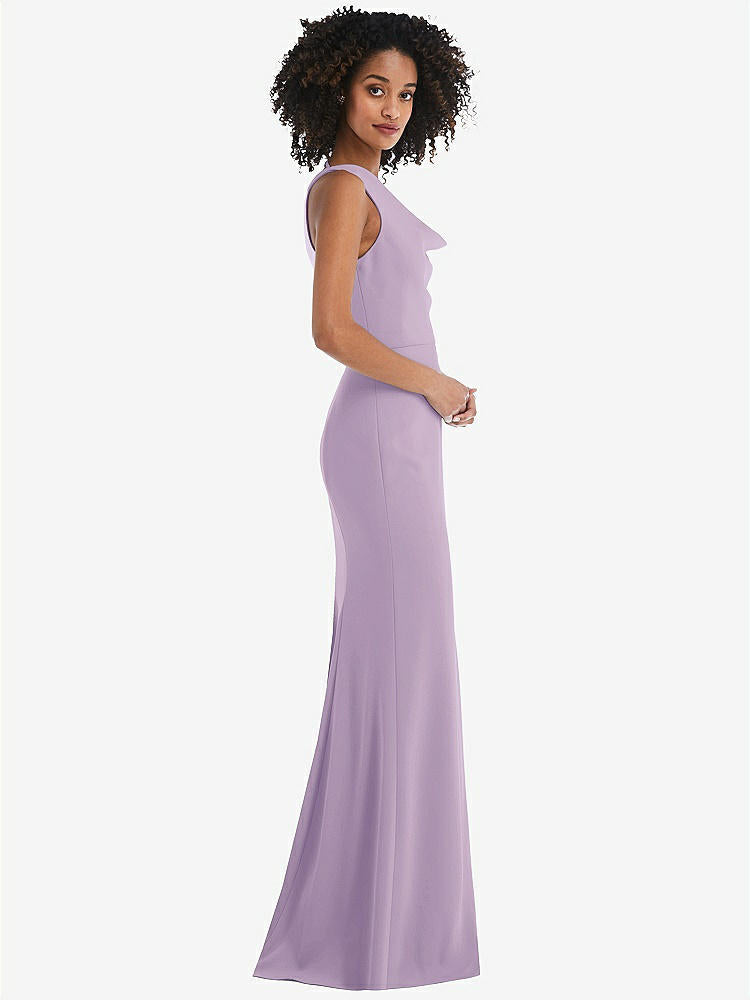 【NEW】【STYLE: 6849】ワンショルダー ドレープ カウルネック マキシ ドレス【COLOR: Pale Purple】【SIZE: 00-30W】