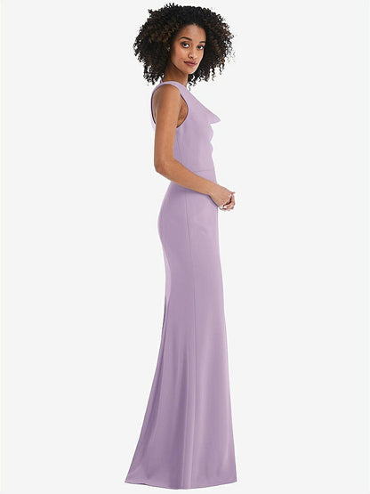 【NEW】【STYLE: 6849】ワンショルダー ドレープ カウルネック マキシ ドレス【COLOR: Pale Purple】【SIZE: 00-30W】