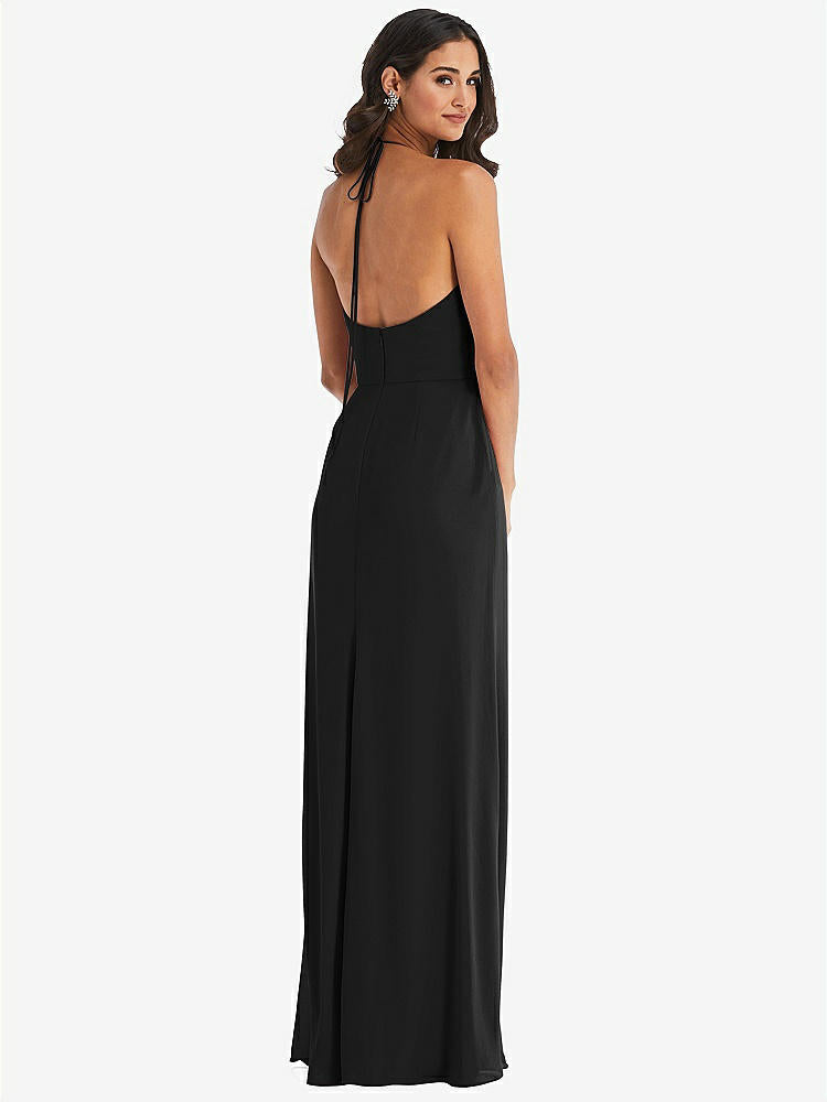 【STYLE: 1543】Spaghetti Strap Tie Halter Backless Trumpet Gown【COLOR: Black】